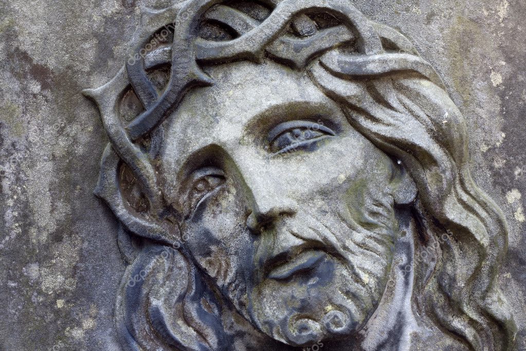 Closeup of Jesus Christ on old grunge grave — Stock Photo © udra #11939532