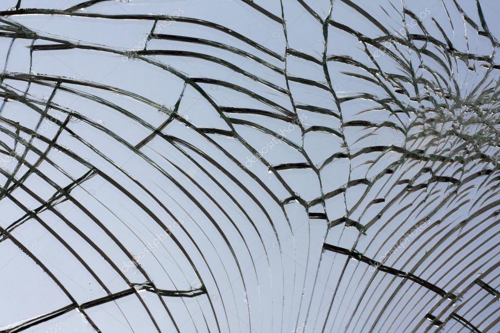 Broken shattered mirror and reflection on sky background — Stock Photo ...