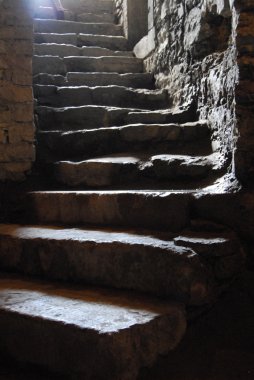 Stairs in a dungeon in an old building clipart