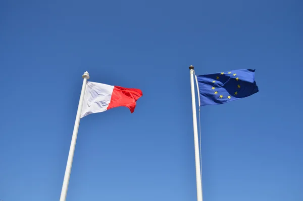 stock image Maltese and EU flags