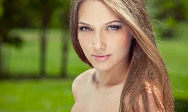 stock image Portrait of attractive girl with bare shoulders