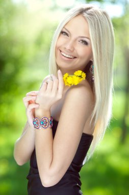 Girl with flowers clipart