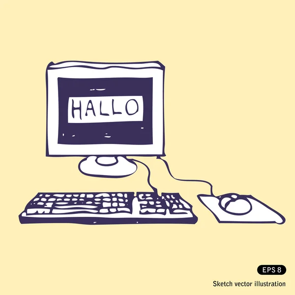 L'ordinateur dit Hallo — Image vectorielle