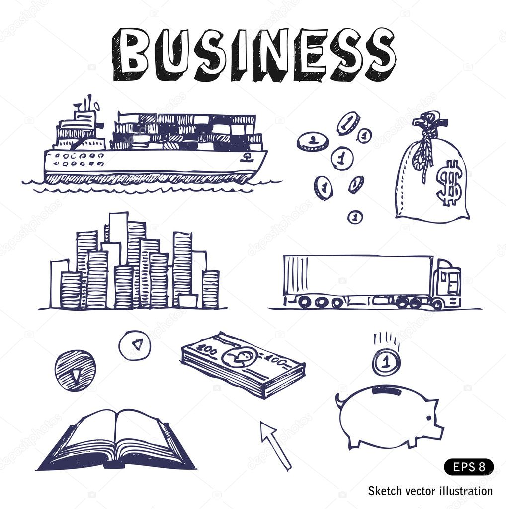 Business, finance and transportation icon set