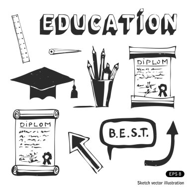 Education and school icons set clipart