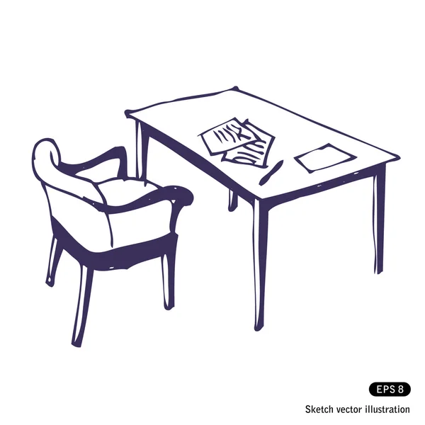 Masa ve sandalye. izole — Stok Vektör