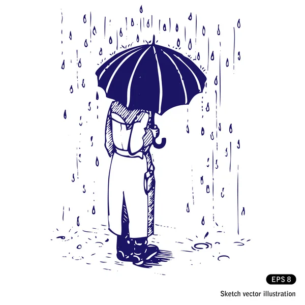 stock vector Man with umbrella