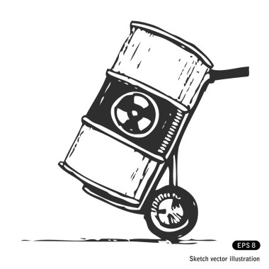 Nuclear waste in a barrel clipart