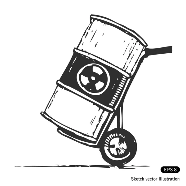 Nucleair afval in een vat — Stockvector