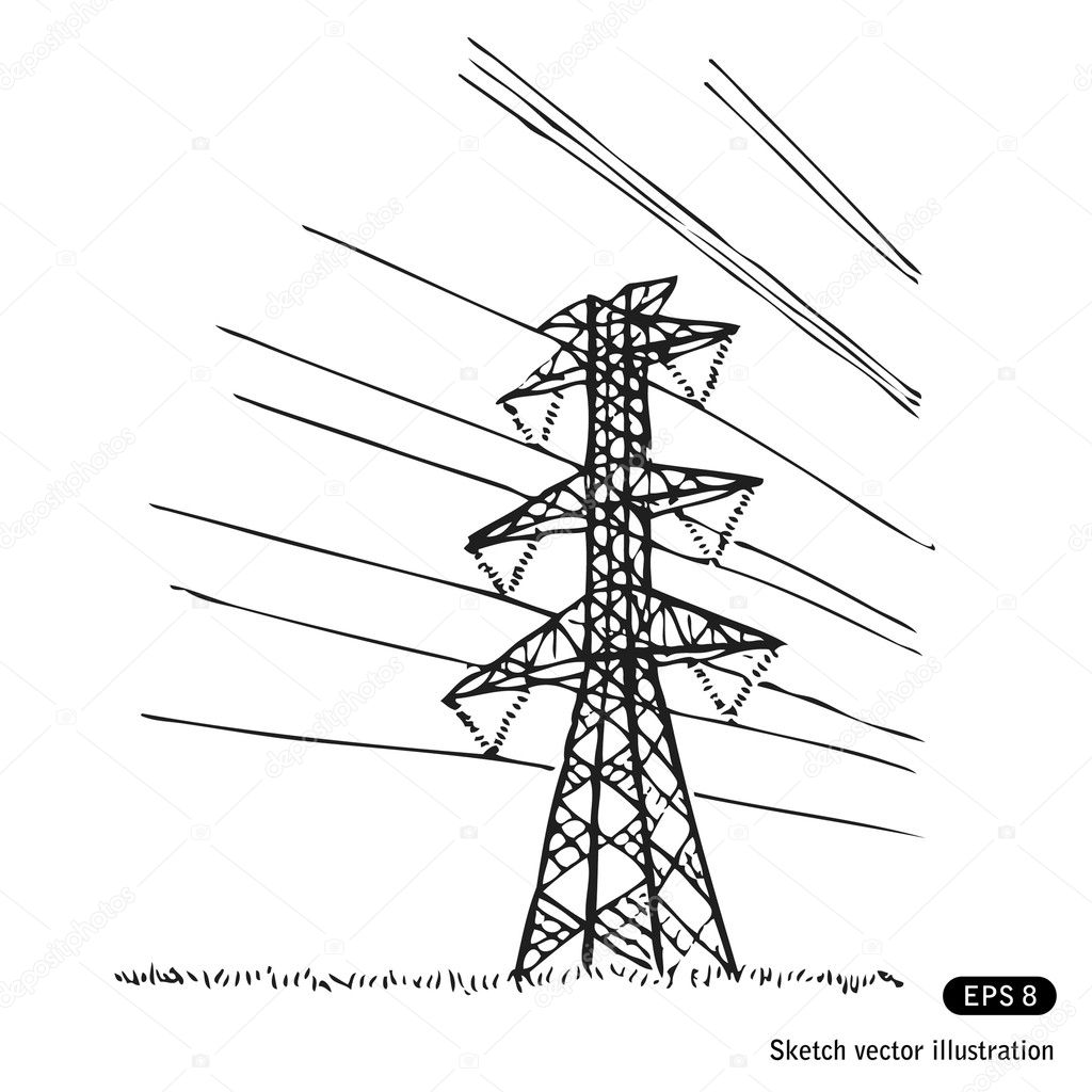 electricity tower drawing