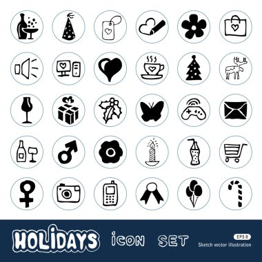 Christmas and other holidays web icons set