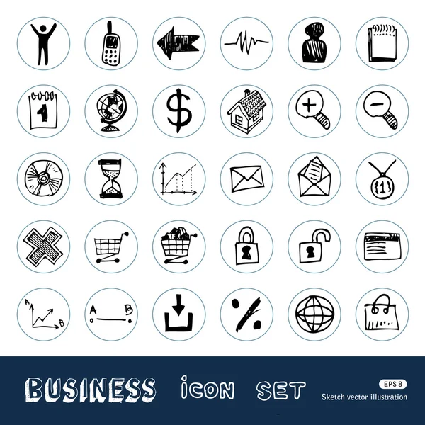 Business, shopping e lavoro web set di icone — Vettoriale Stock