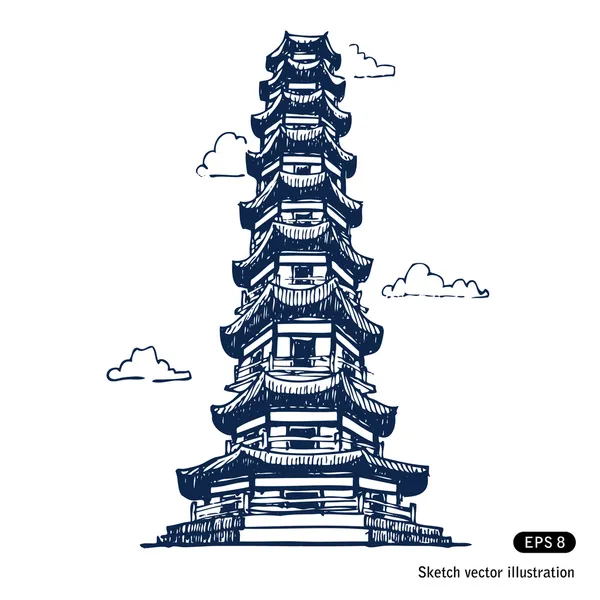 Pagoda china — Vector de stock