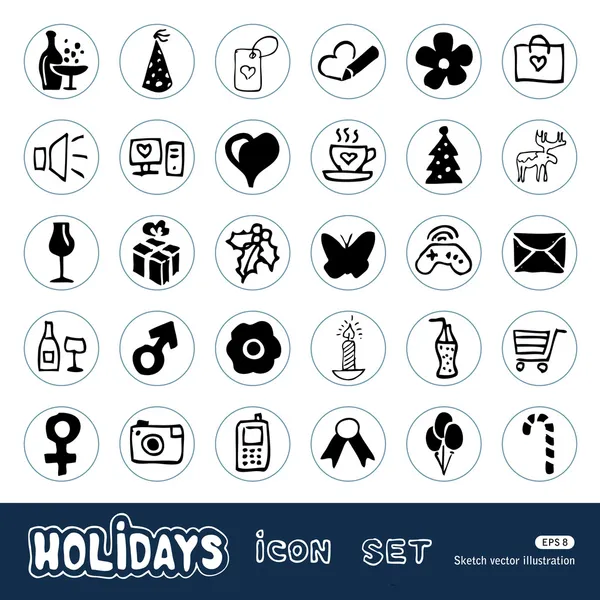 Natal e outros feriados conjunto de ícones web — Vetor de Stock