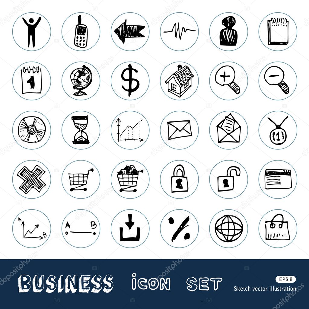 Business, shopping and work web icons set