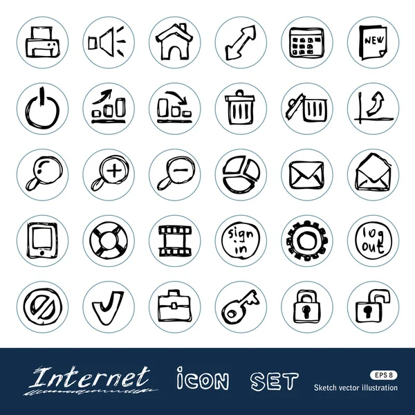 Doodle Internet and finance icons set — Stock Vector