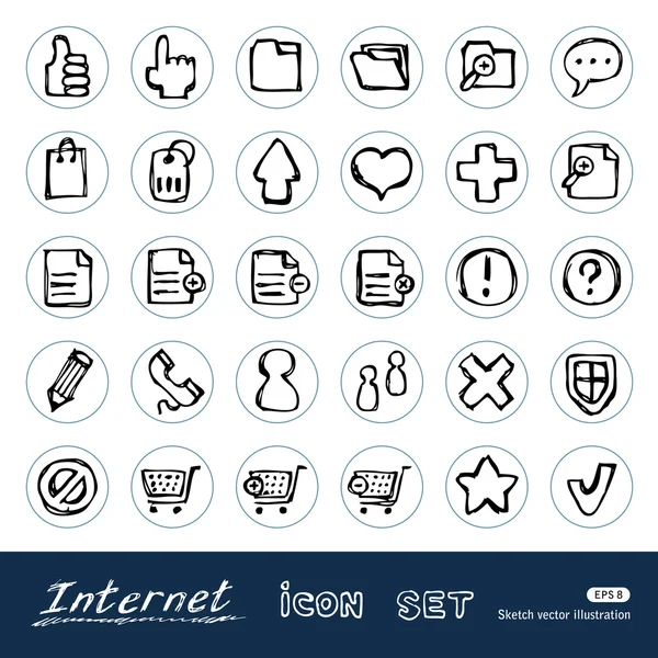 Набор иконок Doodle Internet — стоковый вектор