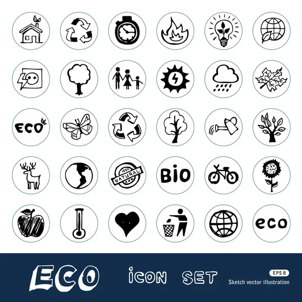 Conjunto de iconos web de elementos ecológicos y medio ambiente — Archivo Imágenes Vectoriales
