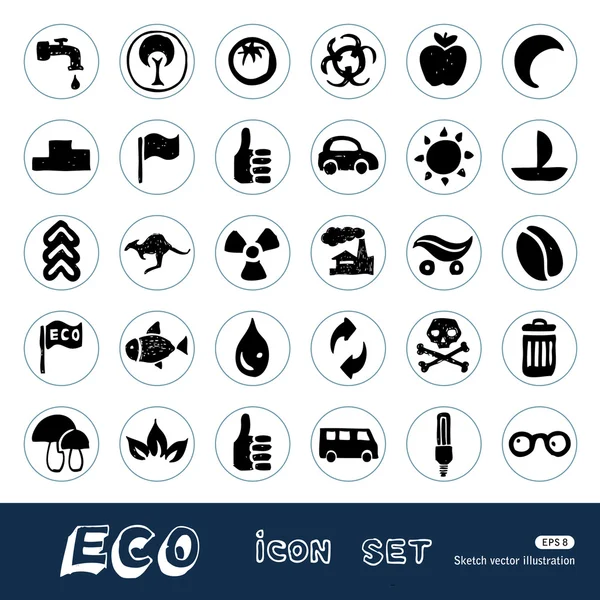 Ecología y medio ambiente conjunto de iconos web — Archivo Imágenes Vectoriales