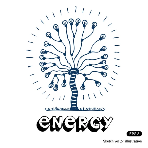 能源树的灯泡 — 图库矢量图片