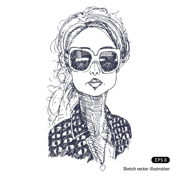 Dívka s velkými slunečními brýlemi — Stockový vektor