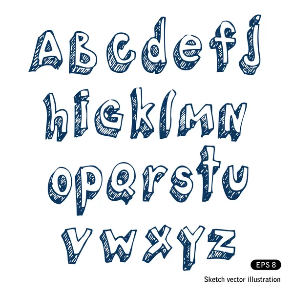 Handgetekende alfabet — Stockvector
