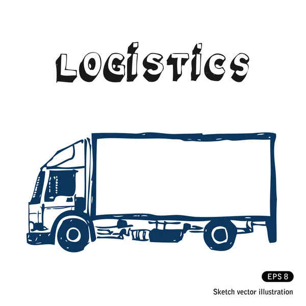 Ciężarówki dostawczej rysowane ręcznie z miejsca na billboard — Wektor stockowy