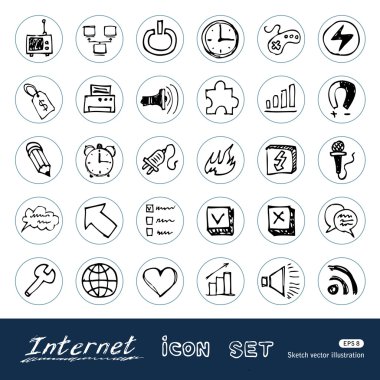 Internet, media and network web icons set clipart