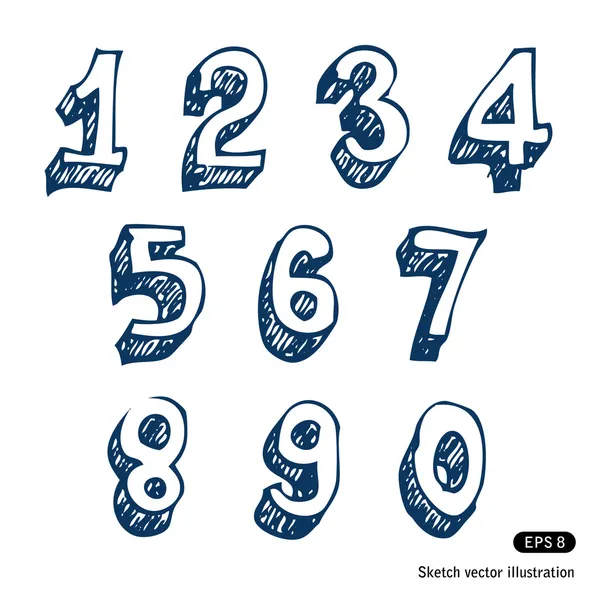 Numeri disegnati a mano — Vettoriale Stock