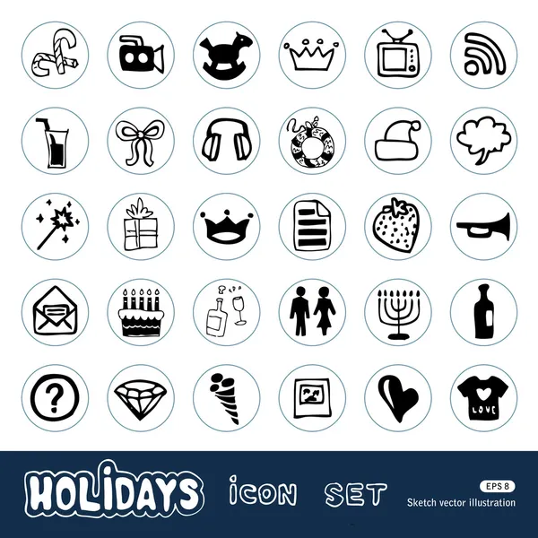 Набор иконок для праздников и праздников — стоковый вектор