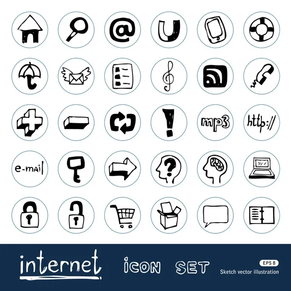 Internet en media iconen set — Stockvector