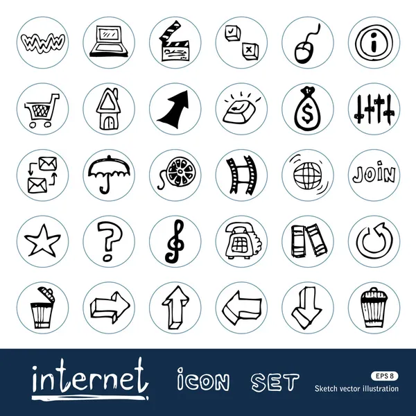 Conjunto de iconos de Internet y medios — Vector de stock
