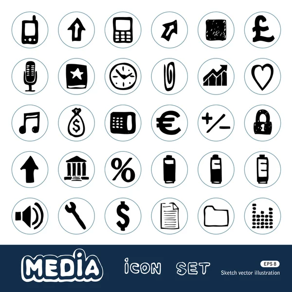Internet and media icons set — Stock Vector