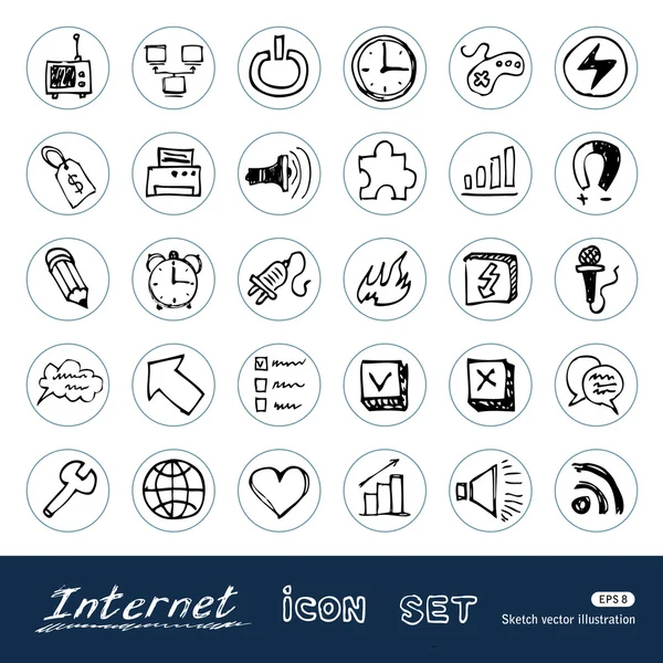 Internet, media and network web icons set — Stock Vector
