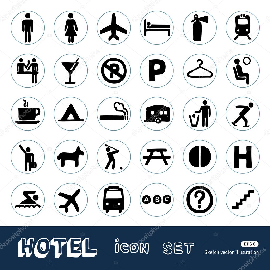 Hotel and service web icons set