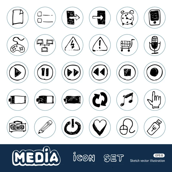 Conjunto de iconos web de medios y comunicación — Vector de stock