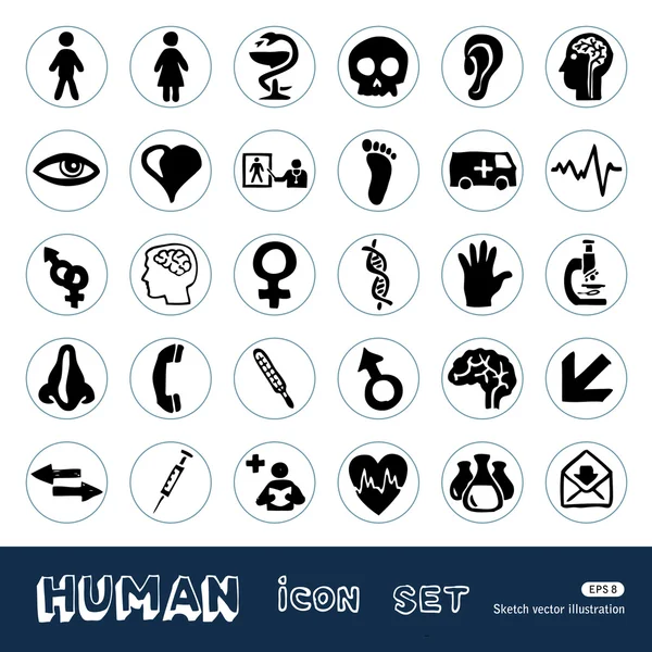 Ensemble d'icônes web médicales et humaines — Image vectorielle