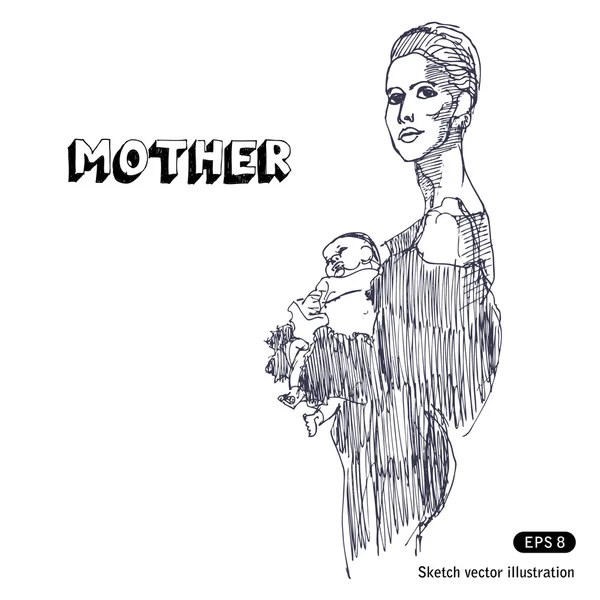 Mamma håller i sitt barn — Stock vektor