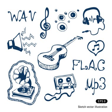 Music elements set clipart