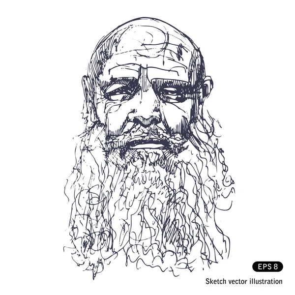 Alter Mann mit Bart — Stockvektor