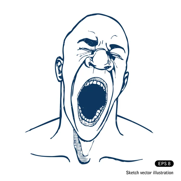 Gritando o bostezando u hombre cansado — Archivo Imágenes Vectoriales