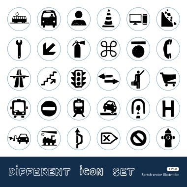 Transport and road signs urban web icons set clipart