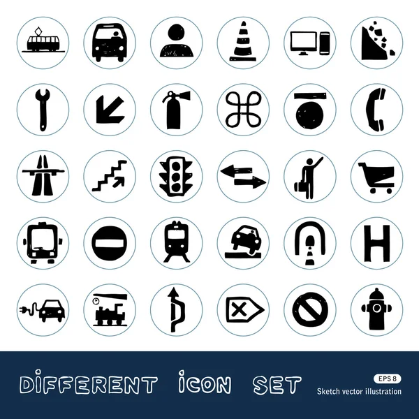 Transport- og veiskilt - ikoner i byområder – stockvektor