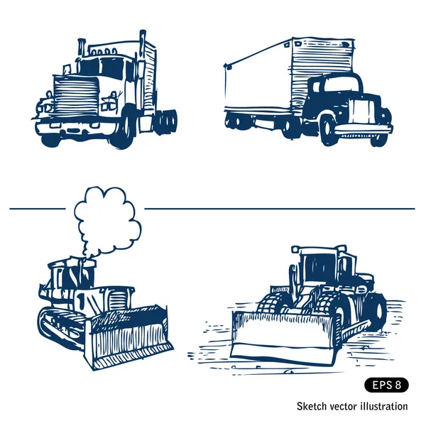 Camiones y bulldozers — Archivo Imágenes Vectoriales