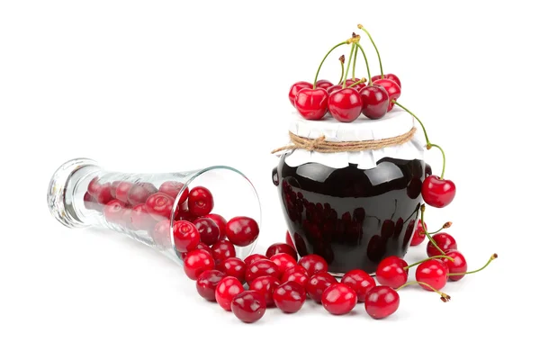 Cherry marmalade and cherry fruit — Stock Photo, Image