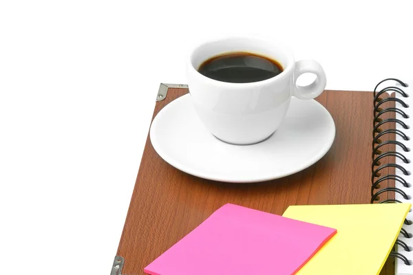 Tasse Kaffee und Bürobedarf — Stockfoto
