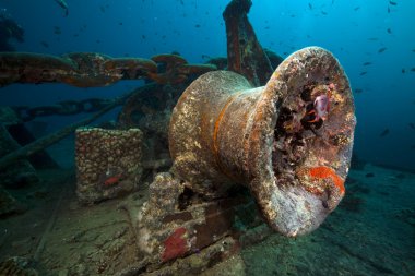 Anchor winch of the Thistlegorm. clipart