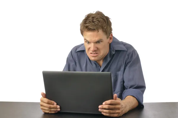 남자가 컴퓨터와 화가 — 스톡 사진