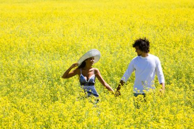 Walk in the fields of gold clipart