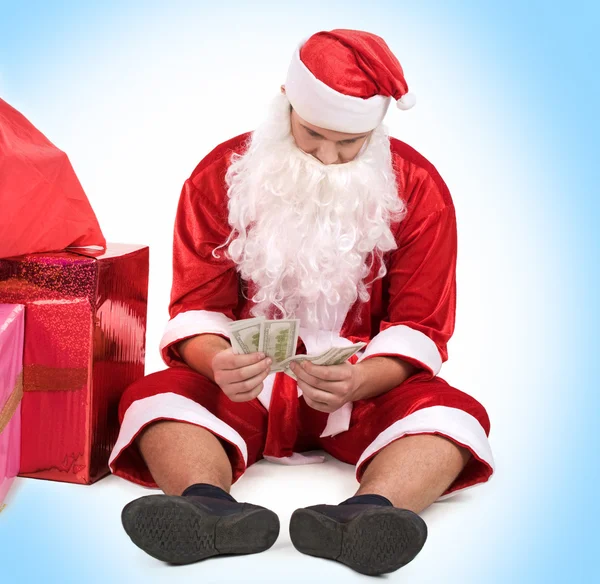 Santa z pieniędzy — Zdjęcie stockowe